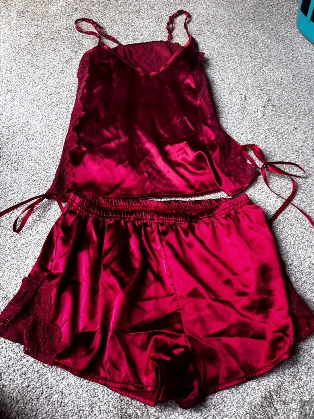 SALE!!! Red Satin Cami & Short Sleep Set by RS LOVE Size Small